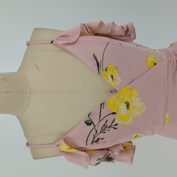 Forever 21 Floral Ruffle Dress Pink S cottagecore bohemian summer wedding spring - Picture 3 of 9